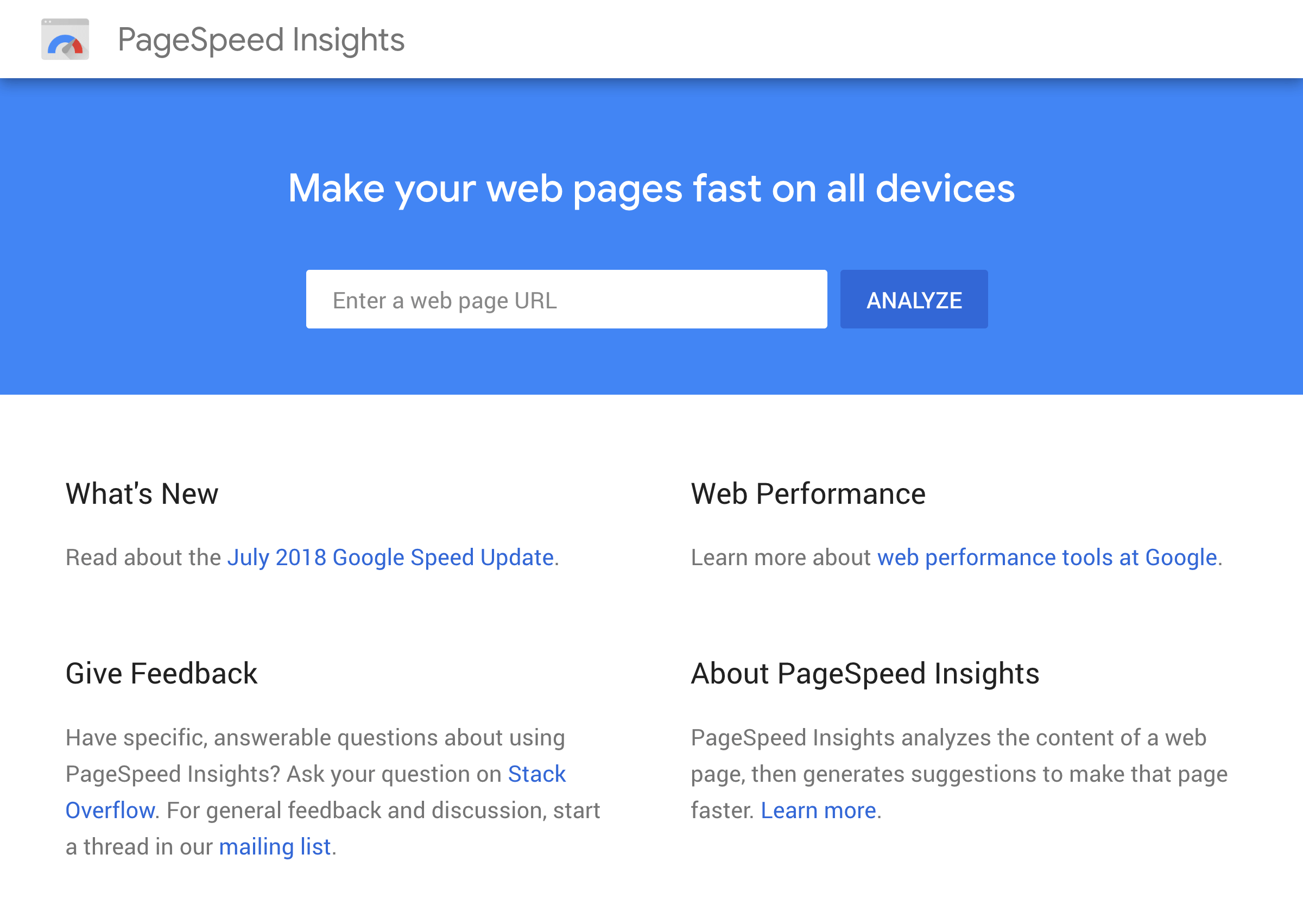 Google PageSpeed Insights tool