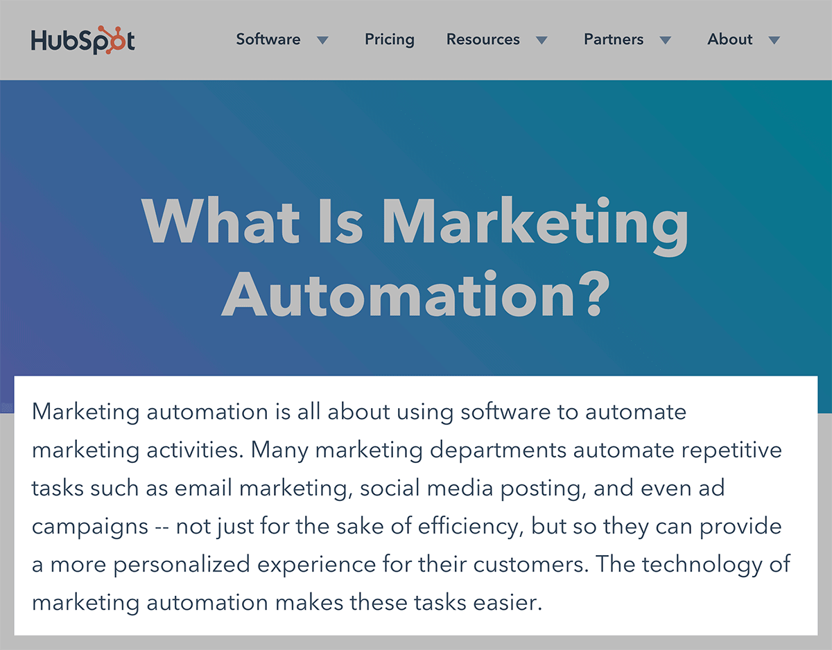 HubSpot – Main definition example