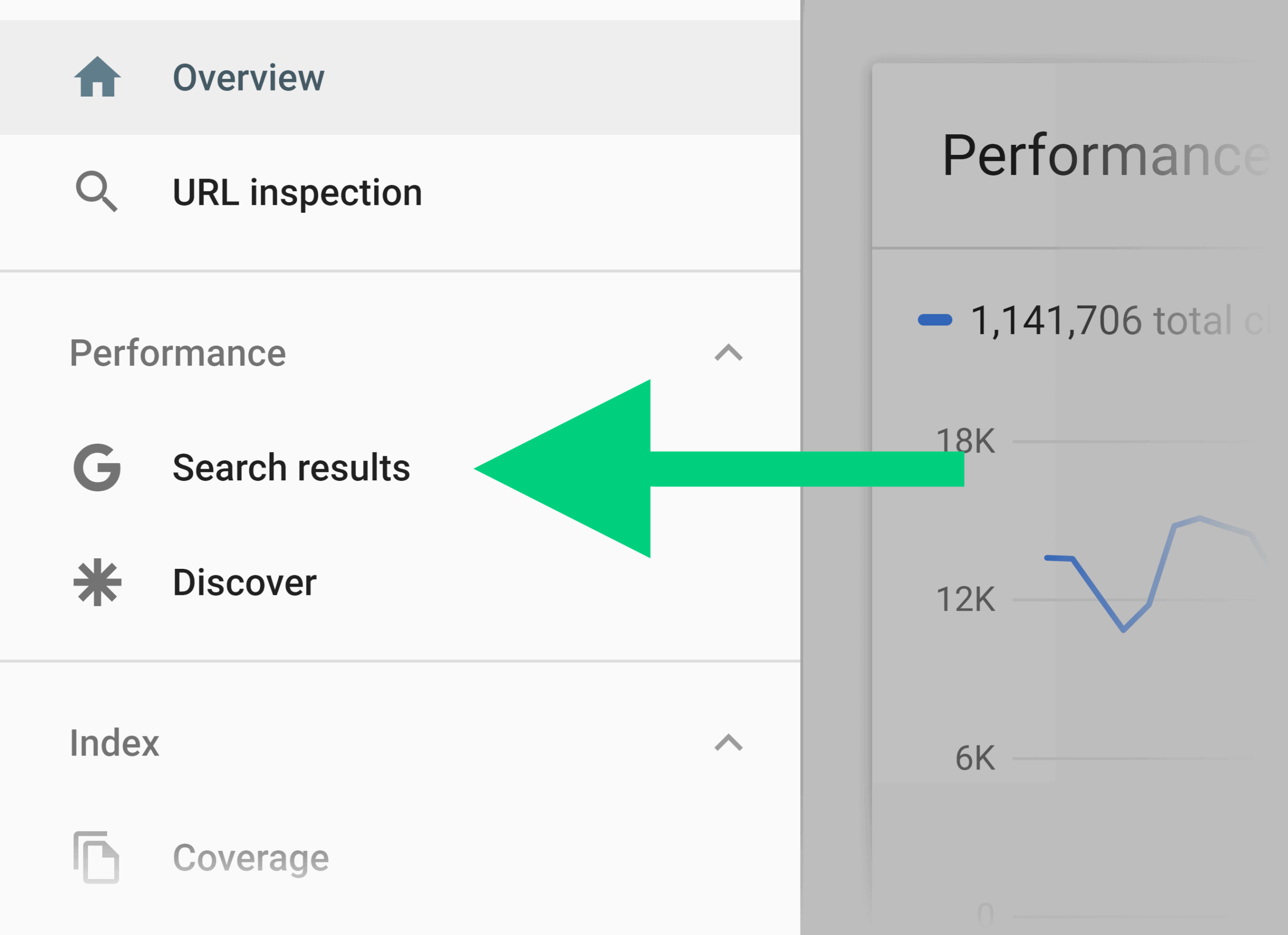 Search Console – Search results menu