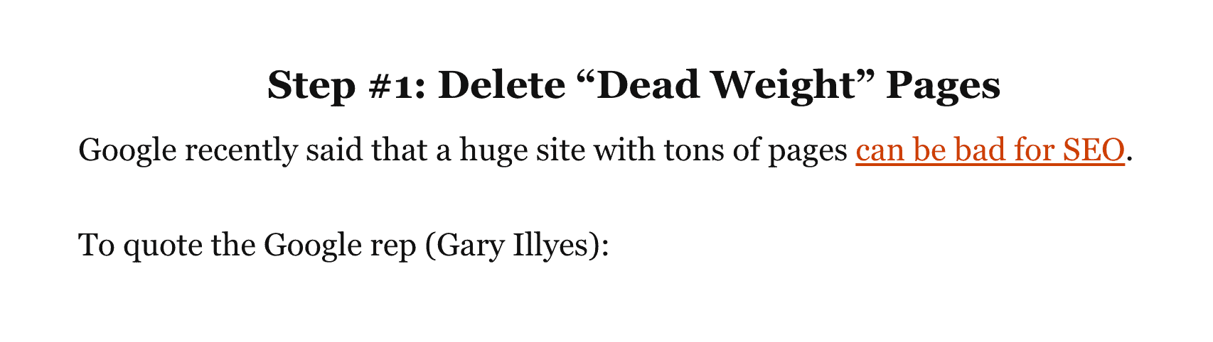 SEO Checklist – Delete dead weight pages